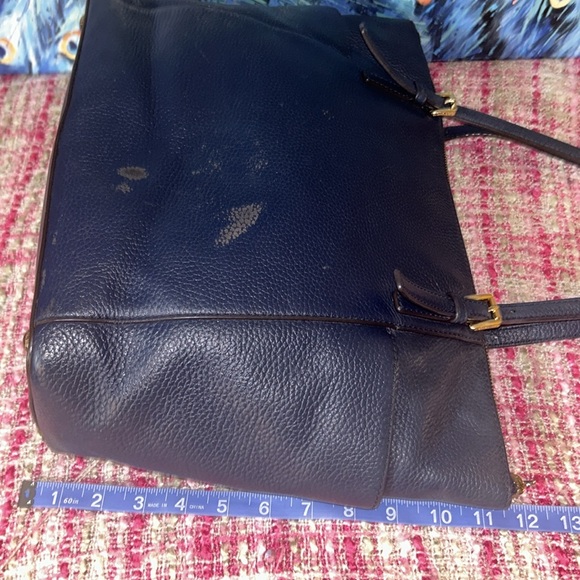 Michael Kors Navy Blue Jet Set Pebbled Leather Tote Bag - Picture 13 of 16